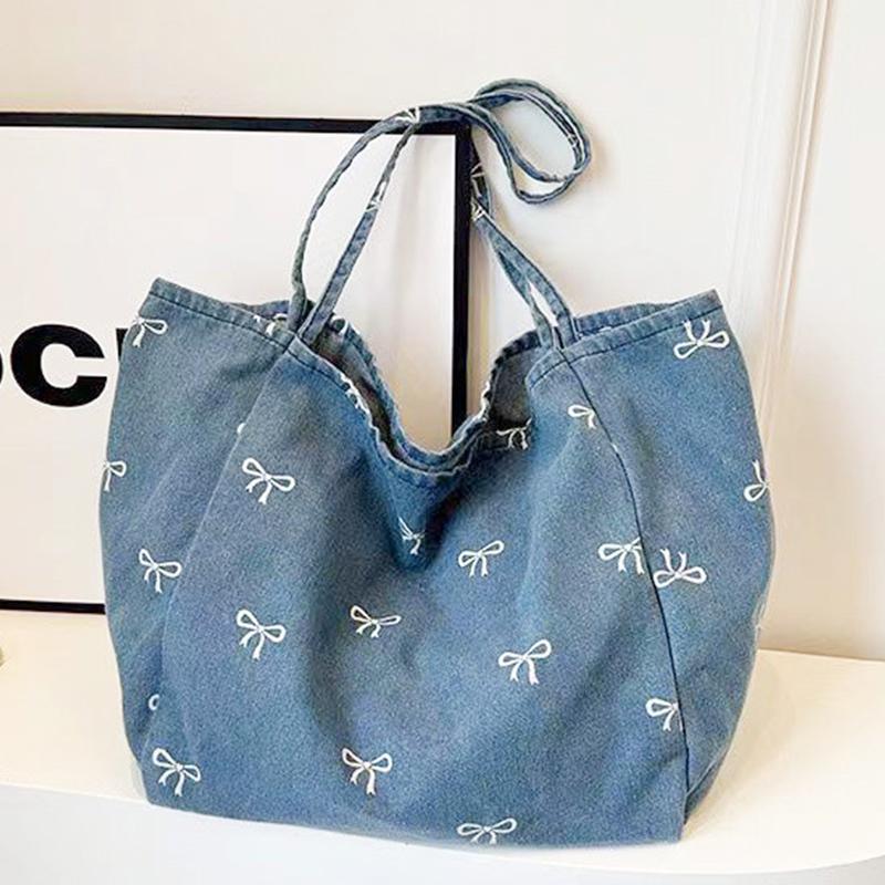 Ladies Bow Decor Denim Canvas  - Women Bags Jeans recension och pris